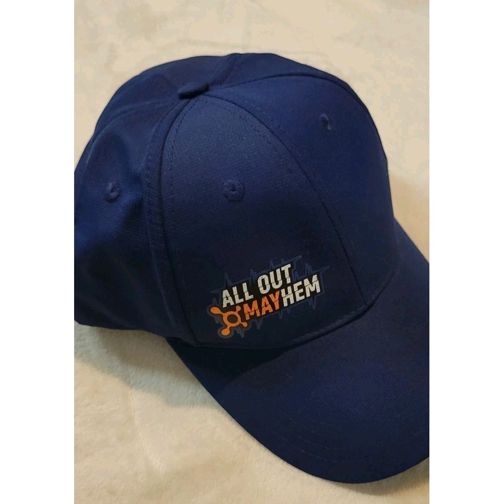 NEW ORANGETHEORY FITNESS ALL OUT MAYHEM NAVY BLUE OSFA HAT - Picture 2 of 5